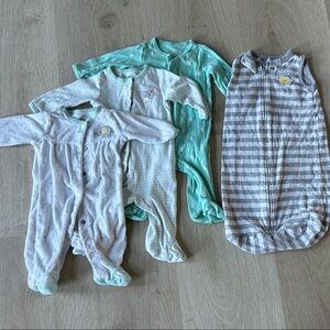 Baby Sleepers and Sleep sack Set - Gray and Mint